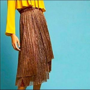 Anthropologie Maeve Copper Metallic Skirt Pant